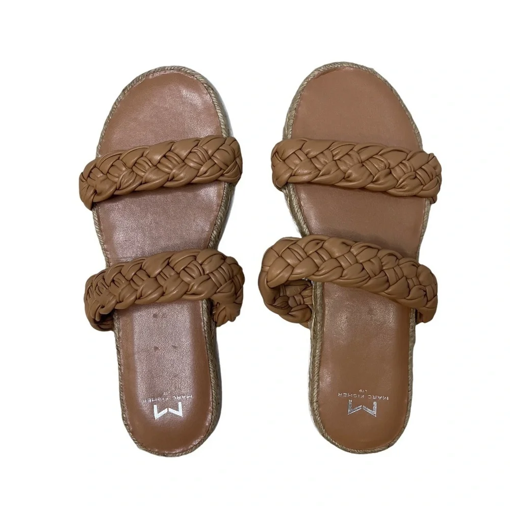 Marc Fisher Jaime Braided Flat Espadrille Slip On Sandal Size 9 Natural Macaroon